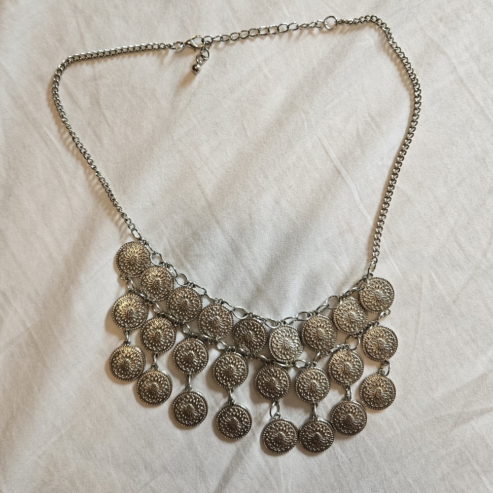Silver statement necklace (0726)